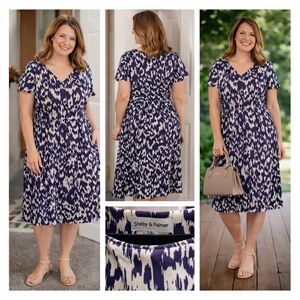Shelby & Palmer Navy and White Abstract Dress